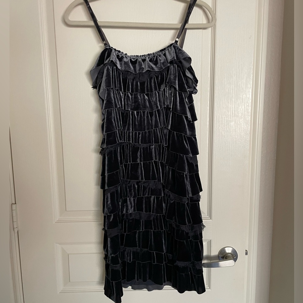 Anthropologie Velvet Tiered Dress
